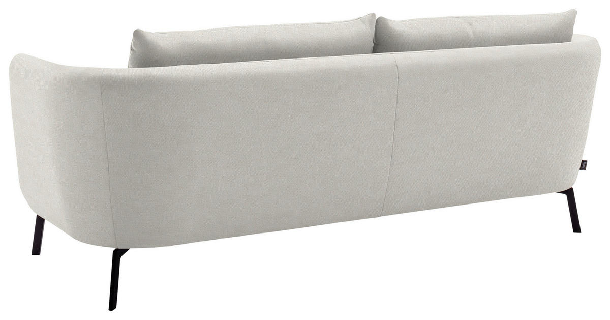 3-SITZER-SOFA Flachgewebe Weiss  - Weiss/Schwarz, Design, Textil/Metall (210/71/91cm) - Schöner Wohnen
