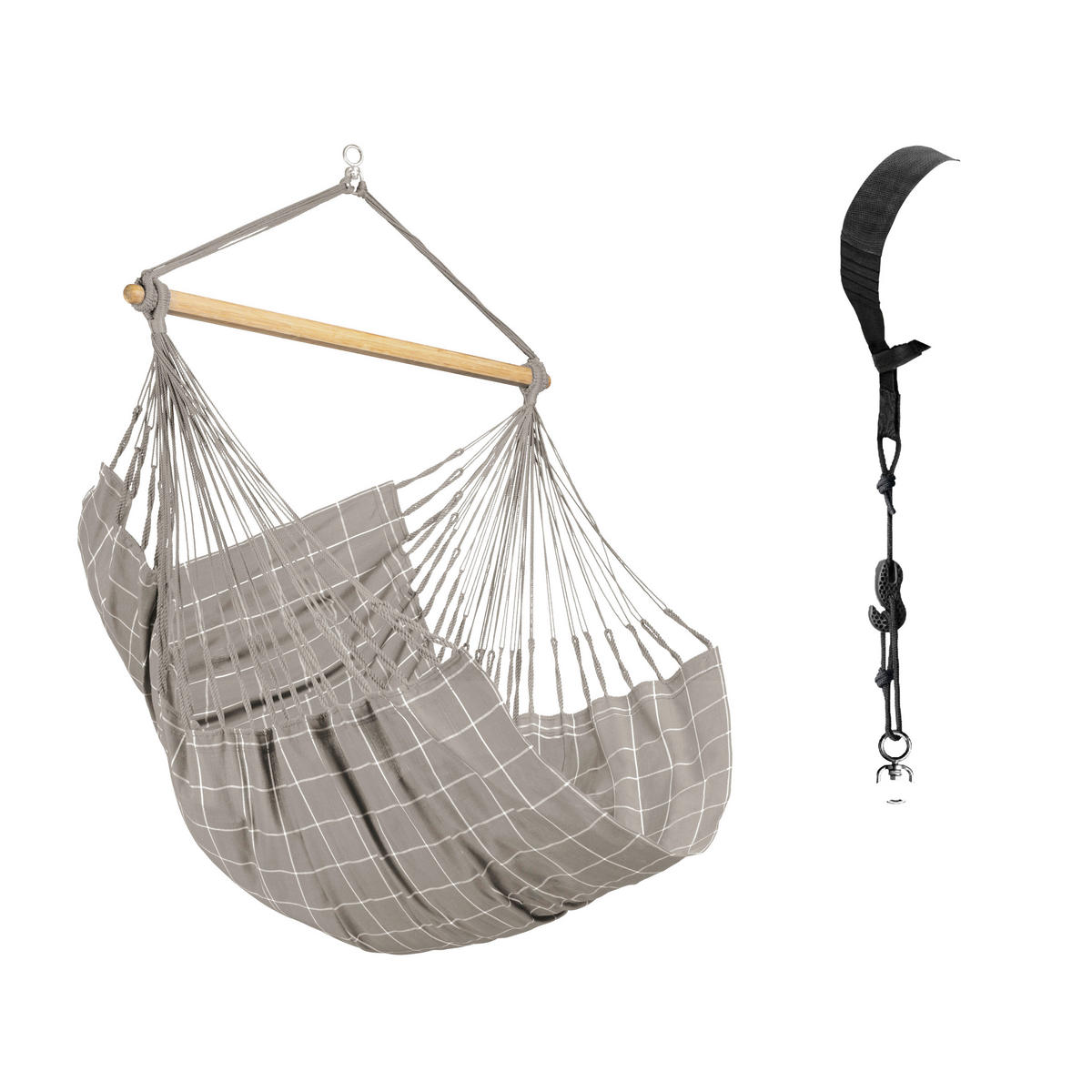 HÄNGESESSEL comfort outdoor 110/160/180 cm  - Hellgrau/Weiß, KONVENTIONELL, Holz/Textil (110/160/180cm) - La Siesta