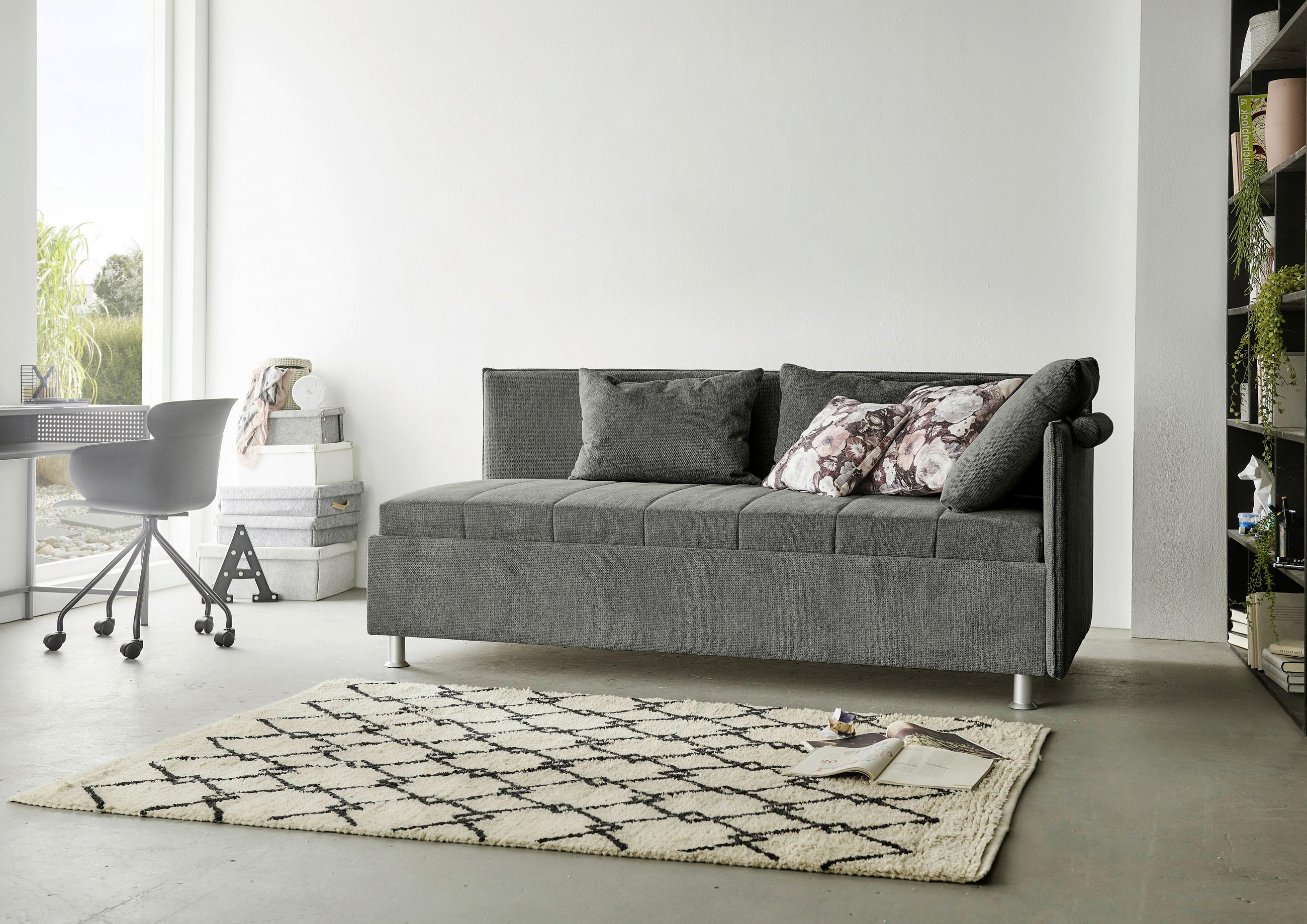 Thumbnail - Beldomo - Sleep Polsterliege, Dunkelgrau, Textil, furniert, H3, Höhe ca. 21 cm, 90x200 cm, Goldenes M, Made in EU, Bezug...