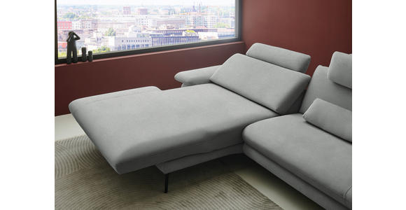 ECKSOFA  in Chenille, Flachgewebe Grau  180/284 cm  - Schwarz/Grau, Design, Textil/Metall (180/284cm) - Dieter Knoll