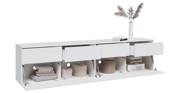 LOWBOARD  220/52/40 cm 4 Schublade(n) stehend, hängend  - Silberfarben/Weiß, Design, Holzwerkstoff/Kunststoff (220/52/40cm) - Xora