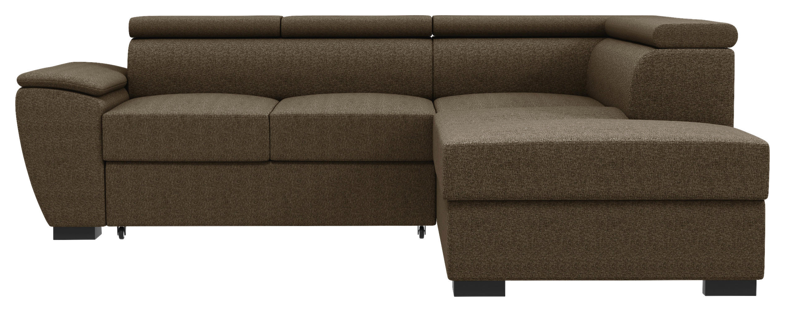 ECKSOFA Braun Flachgewebe  - Schwarz/Braun, KONVENTIONELL, Kunststoff/Textil (266/220cm) - Carryhome