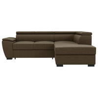 ECKSOFA Braun Flachgewebe  - Schwarz/Braun, KONVENTIONELL, Kunststoff/Textil (266/220cm) - Carryhome