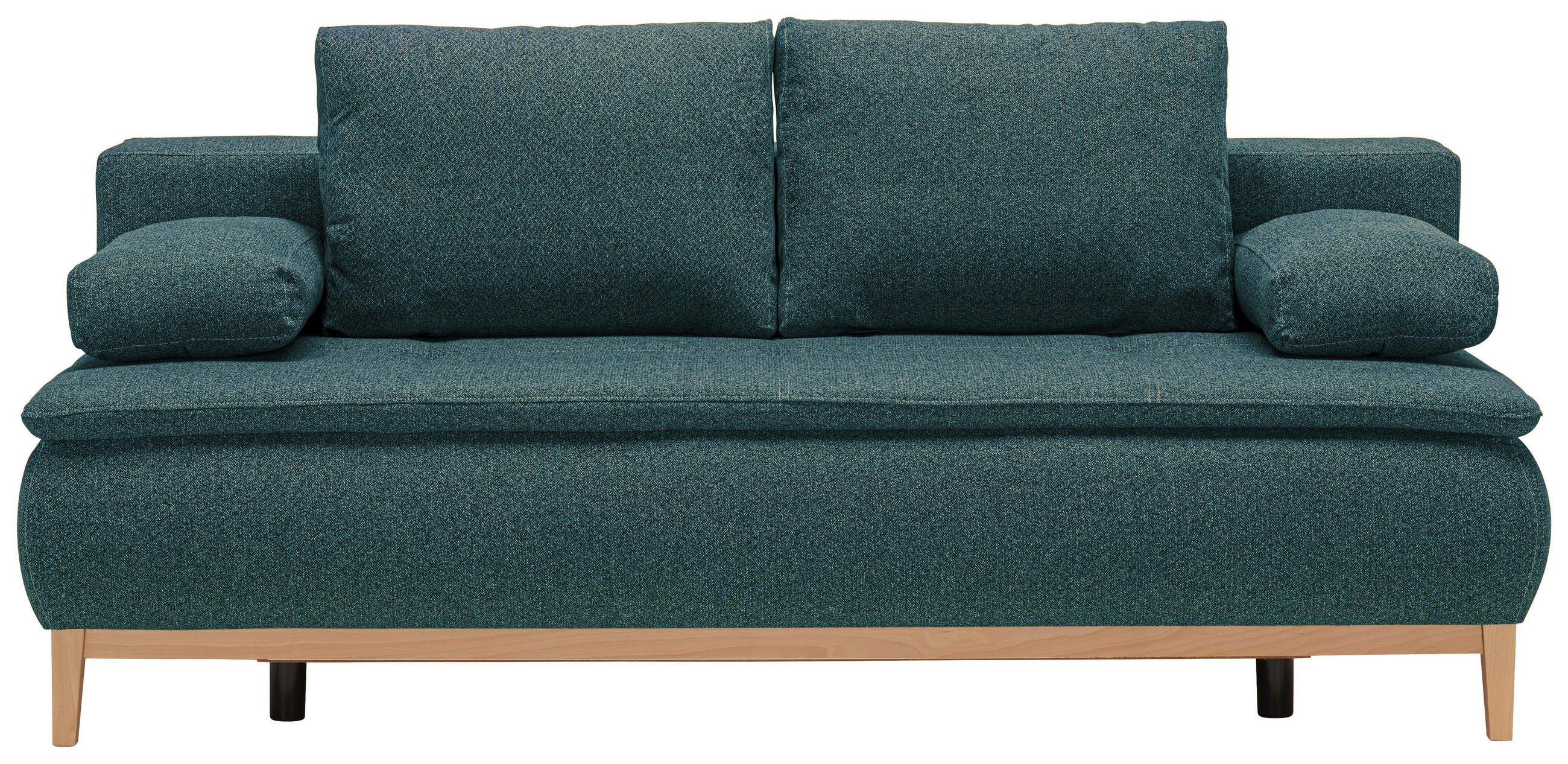 BOXSPRINGSOFA  mit Stoffauswahl, Schlafen auf Sitzhöhe Flachgewebe Petrol  - Eichefarben/Beige, Design, Holz/Textil (202/78/93/100cm) - Carryhome