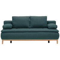BOXSPRINGSOFA  mit Stoffauswahl, Schlafen auf Sitzhöhe Flachgewebe Petrol  - Eichefarben/Beige, Design, Holz/Textil (202/78/93/100cm) - Carryhome