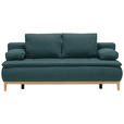 BOXSPRINGSOFA mit Stoffauswahl, Schlafen auf Sitzhöhe Flachgewebe Petrol - Eichefarben/Beige, Design, Holz/Textil (202/78/93/100cm) - Carryhome