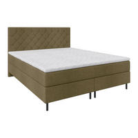 BOXSPRINGBETT 140/200 cm,  in Olivgrün, Matratze, Topper, H2 = mittel  - Schwarz/Olivgrün, KONVENTIONELL, Textil/Metall (140/200cm) - Chameo