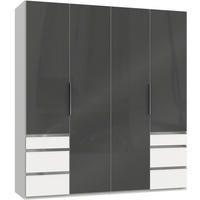 DREHTÜRENSCHRANK in Grau, Weiss  - Chromfarben/Weiss, Modern, Glas/Holzwerkstoff (200/216/58cm) - MID.YOU