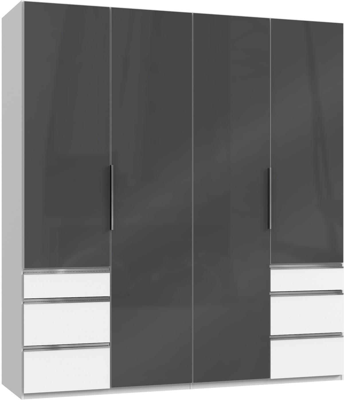 DREHTÜRENSCHRANK in Grau, Weiss  - Chromfarben/Weiss, Modern, Glas/Holzwerkstoff (200/216/58cm) - MID.YOU