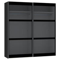 SCHWEBETÜRENSCHRANK 203/220/65 cm 2-türig Schwarz  - Silberfarben/Schwarz, Design, Glas/Holzwerkstoff (203/220/65cm) - Jutzler