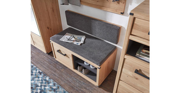 GARDEROBENBANK  in 85,1/44,6/40,5 cm  - Anthrazit/Graphitfarben, Natur, Holz/Textil (85,1/44,6/40,5cm) - Linea Natura