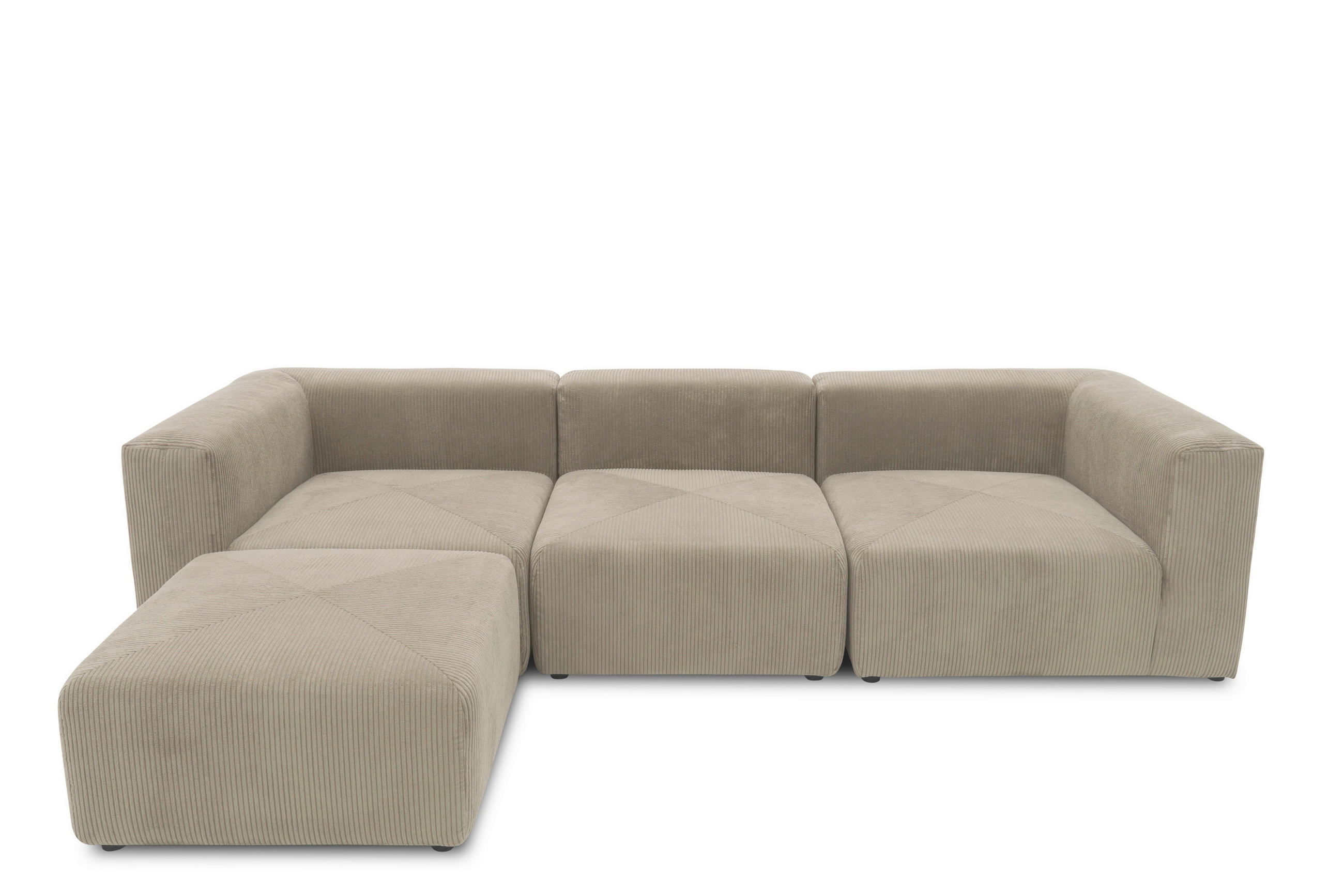 ECKSOFA in Cord, Mikrofaser Schlammfarben   - Schlammfarben/Schwarz, Design, Kunststoff/Textil (301/69/193cm) - MID.YOU