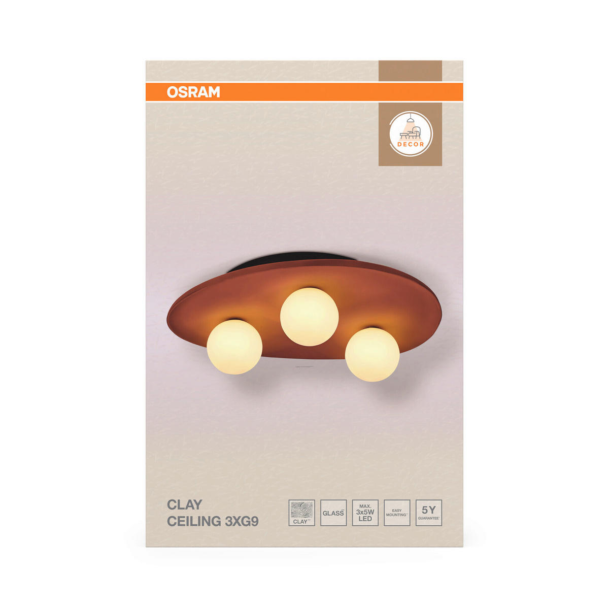 DECKENLEUCHTE    50/38,5/15,5 cm  - Braun, Basics, Glas/Keramik (50/38,5/15,5cm) - Osram