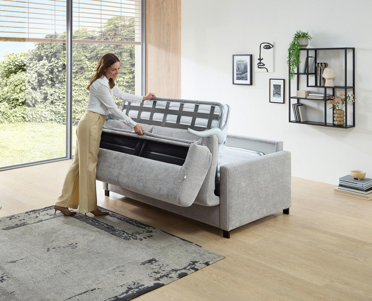 SCHLAFSOFA  in Flachgewebe Grau  - Schwarz/Grau, Design, Textil/Metall (185/84/100cm) - Bali