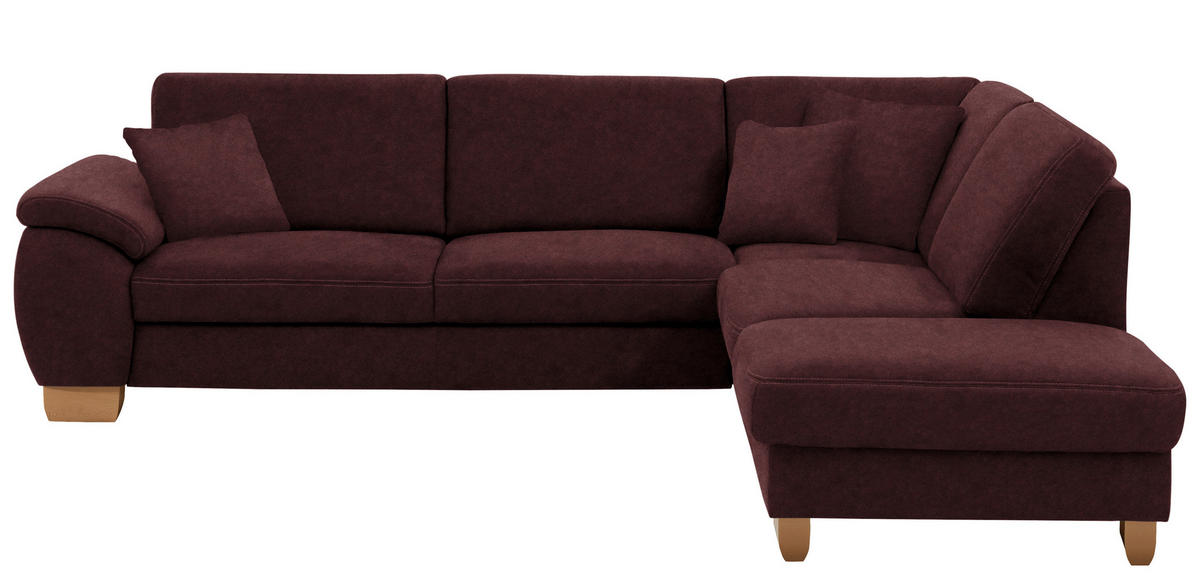 ECKSOFA in Mikrofaser Weinrot  - Wildeiche/Beige, Natur, Holz/Textil (286/236cm) - Voleo