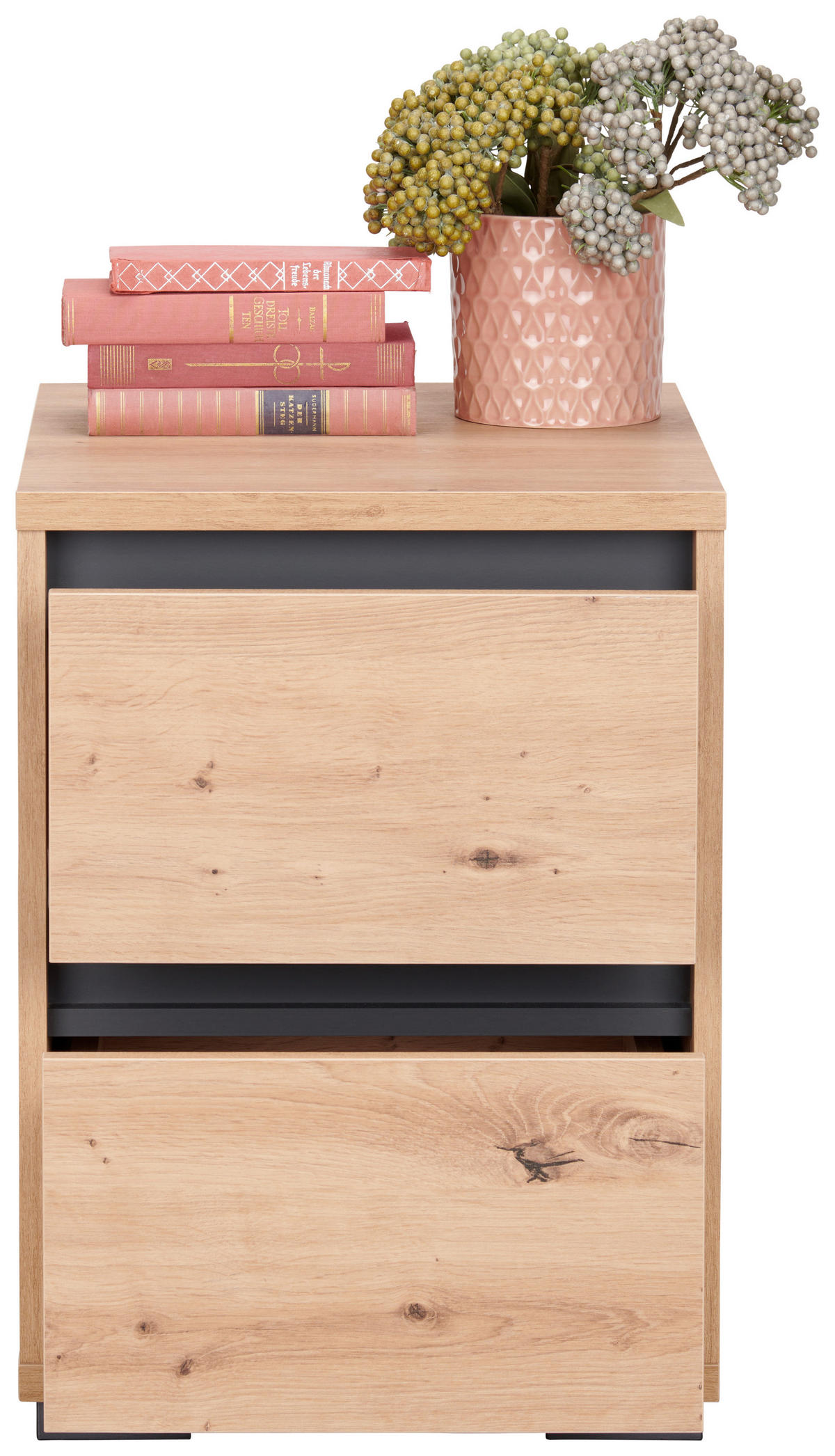 NOĆNI STOČIĆ antracit, boja hrasta  - boja hrasta/antracit, Dizajnerski, pločasti materijal/plastika (40/55/48cm) - Carryhome