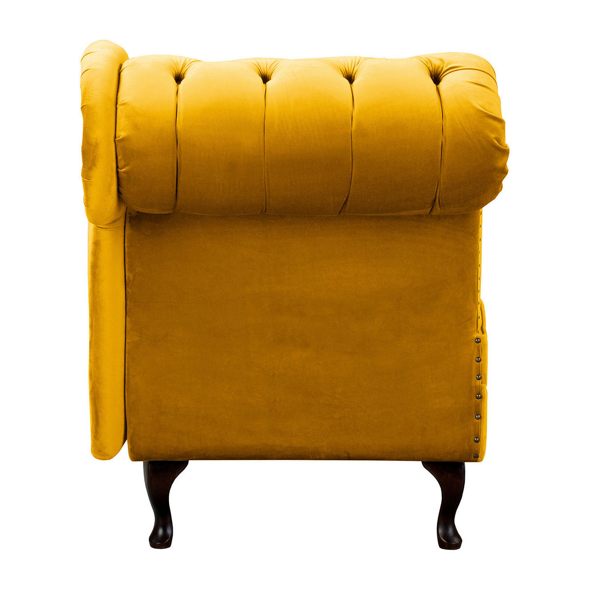 RÉCAMIERE Pako in Samt Senfgelb  - Senfgelb/Braun, Design, Holz/Textil (185/93/75cm) - Livetastic