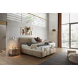 BOXSPRINGBETT 180/200 cm,  in Beige, Matratze, Topper, motorische Verstellbarkeit, Fernbedienung, unterschiedliche Matratzenhärtegrade je Bettseite, H2 + H3 = mittel + fest  - Beige/Schwarz, KONVENTIONELL, Kunststoff/Textil (180/200cm) - Voleo