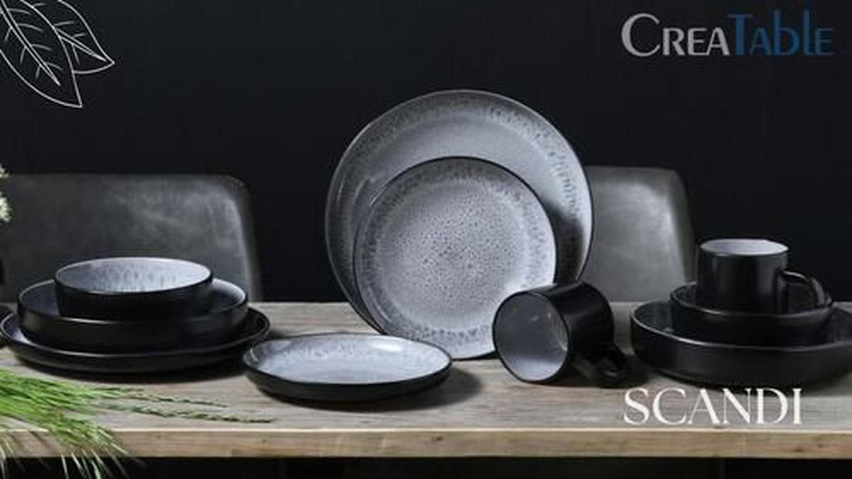 JEDÁLENSKÝ SERVIS, kamenina - svetlosivá, Trend, keramika - Creatable