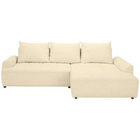ECKSOFA Creme Mikrofaser  - Creme/Schwarz, KONVENTIONELL, Kunststoff/Textil (295/169cm) - Carryhome