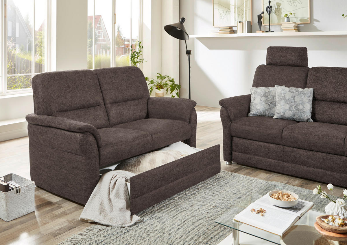 SITZGARNITUR Mikrofaser Dunkelbraun  - Dunkelbraun/Alufarben, KONVENTIONELL, Textil/Metall (192/96/89cm) - Beldomo Comfort