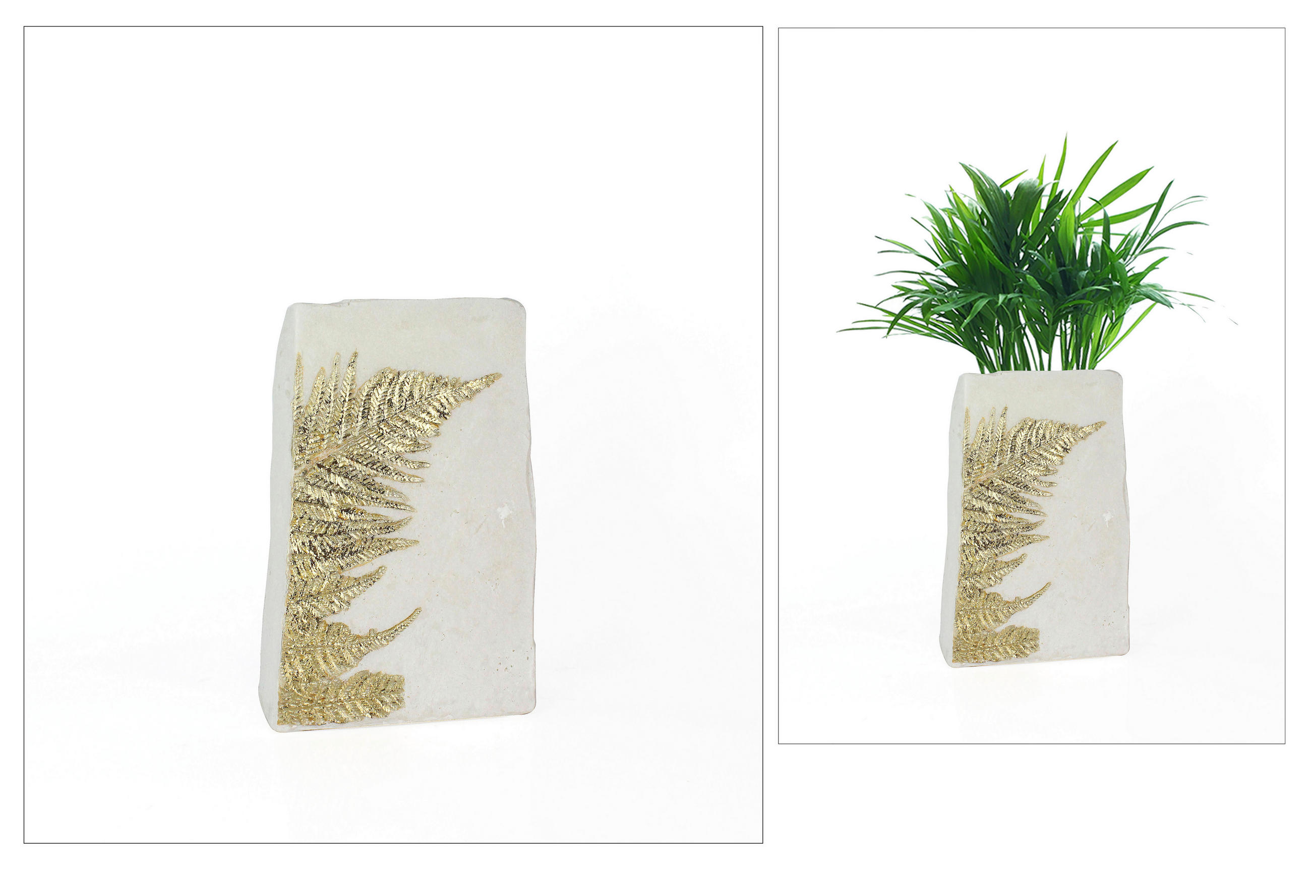 VASE 23 cm  - Goldfarben/Weiß, LIFESTYLE, Kunststoff (15,5/23/9,7cm) - Ambia Home