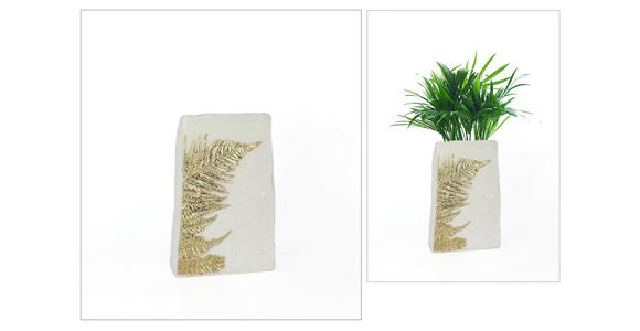 VASE 23 cm  - Goldfarben/Weiß, LIFESTYLE, Kunststoff (15,5/23/9,7cm) - Ambia Home