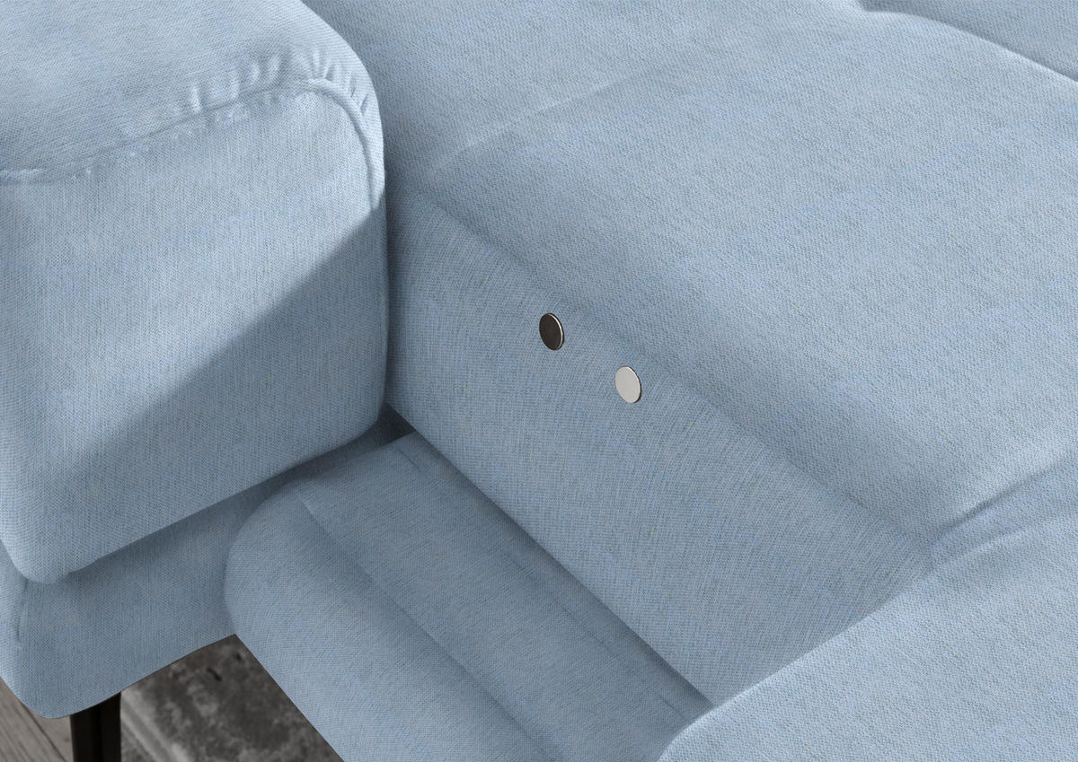 ECKSOFA in Flachgewebe Hellblau  - Schwarz/Hellblau, Design, Textil/Metall (190/309cm) - Beldomo Style