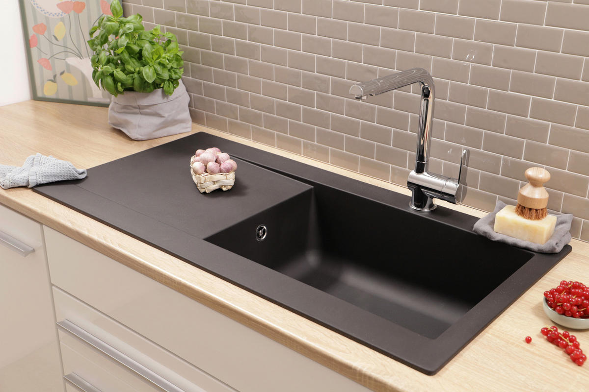 SPÜLE DENVER100X501BS  - Schwarz, Trend, Glas/Kunststoff (100/19,8/50cm) - Respekta