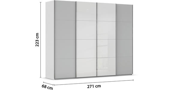 SCHWEBETÜRENSCHRANK  in Weiß, Seidengrau  - Chromfarben/Seidengrau, KONVENTIONELL, Glas/Holzwerkstoff (271/223/68cm) - Novel