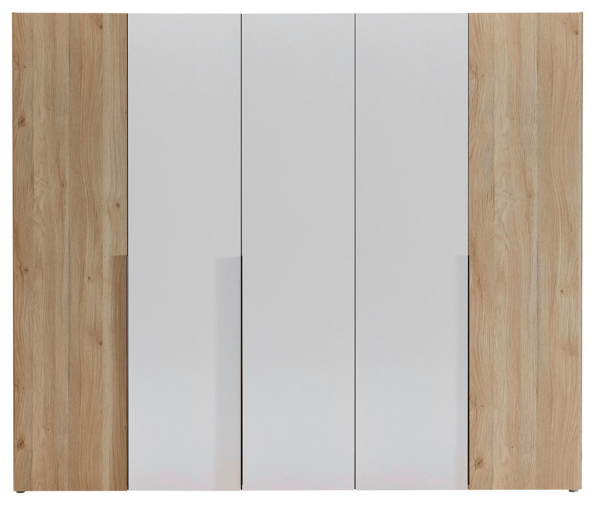 KLEIDERSCHRANK 249/210/53 cm 5-türig Weiß, Eichefarben  - Eichefarben/Schwarz, KONVENTIONELL, Holzwerkstoff/Kunststoff (249/210/53cm) - Boxxx