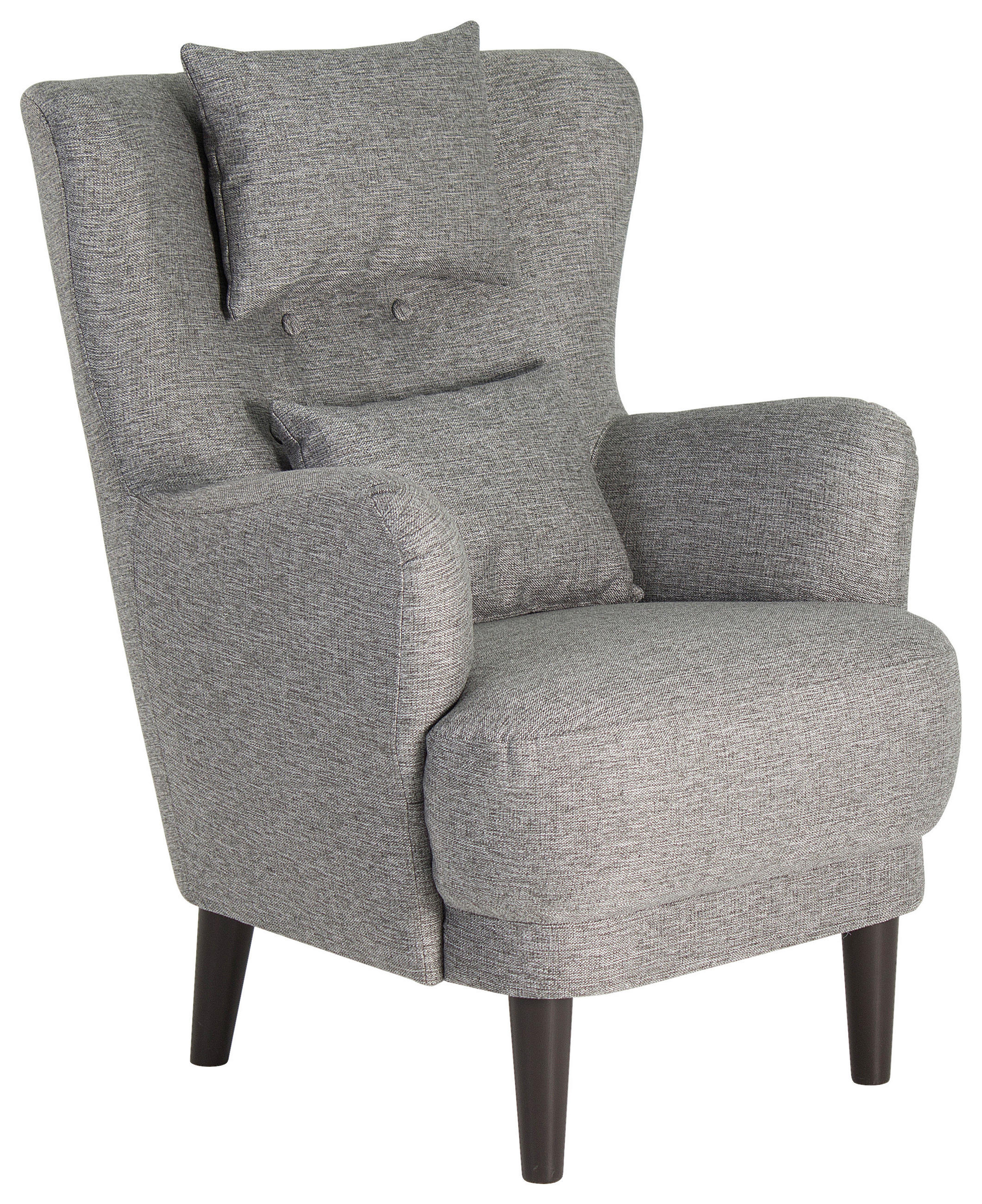 OHRENSESSEL Flachgewebe Grau  - Schwarz/Grau, Design, Holz/Textil (81/106/90cm) - Carryhome