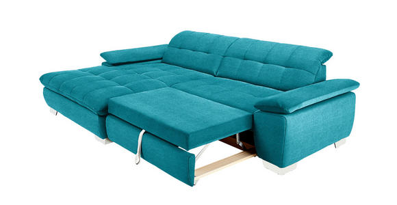 ECKSOFA in Mikrofaser Türkis  - Türkis/Chromfarben, Design, Textil/Metall (180/265cm) - Carryhome