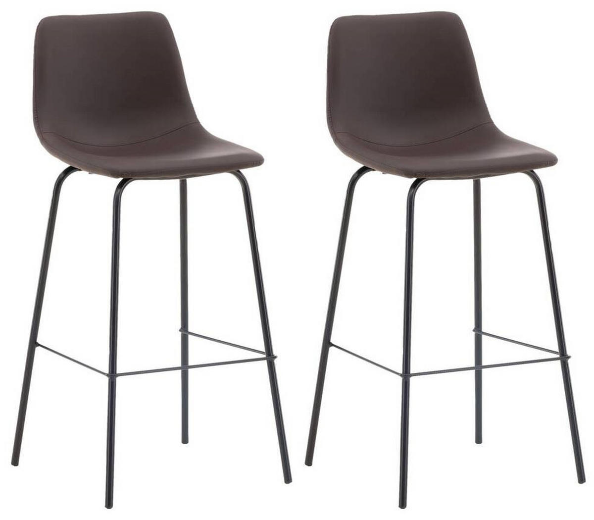 BARHOCKER-SET Lederlook (vegan) Schwarz, Dunkelbraun Stahl  - Dunkelbraun/Schwarz, Design, Textil/Metall (47/103/48cm) - Livetastic
