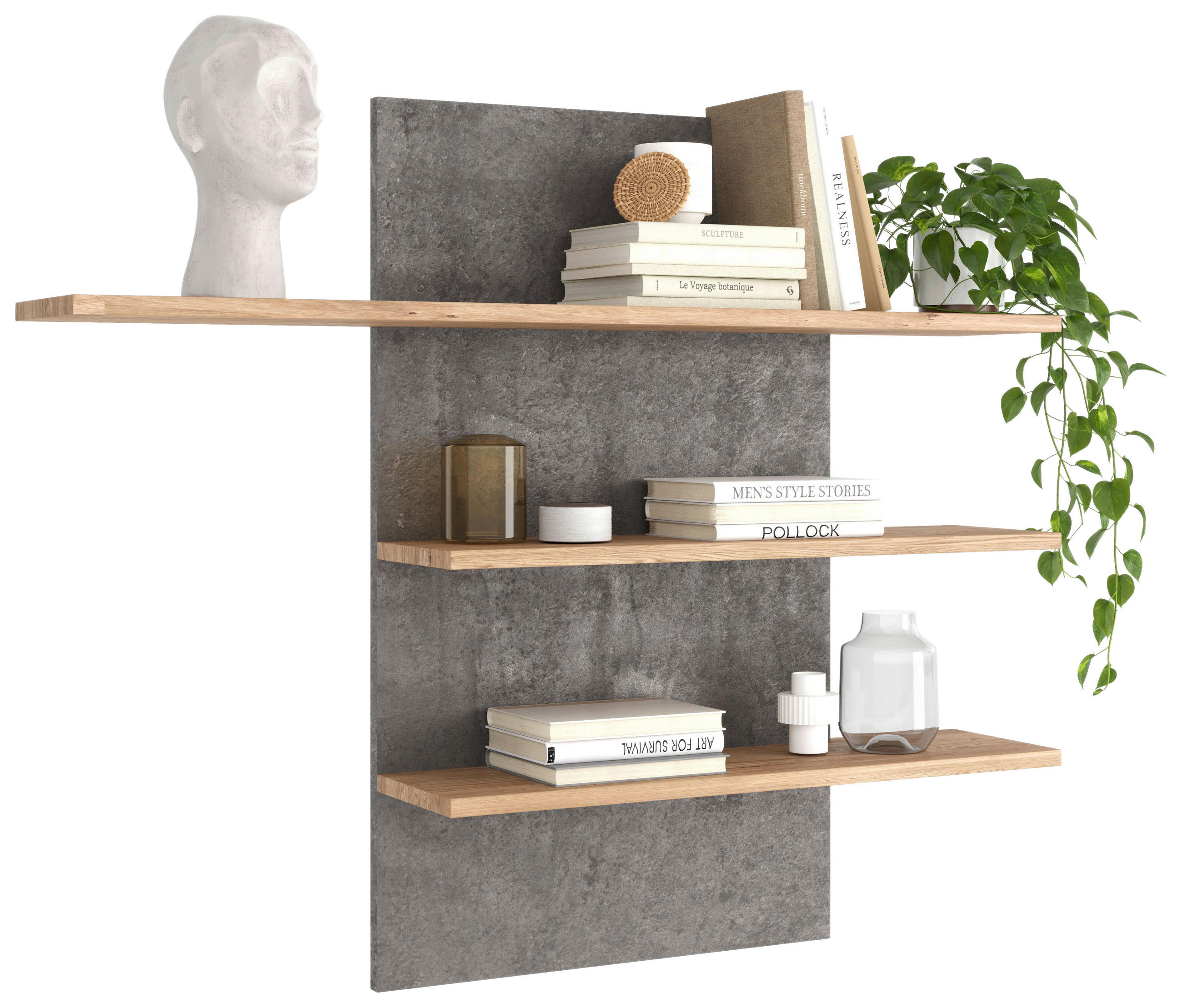 Poliță De Perete 120,2/100/23,6 cm, gri, culoare lemn stejar