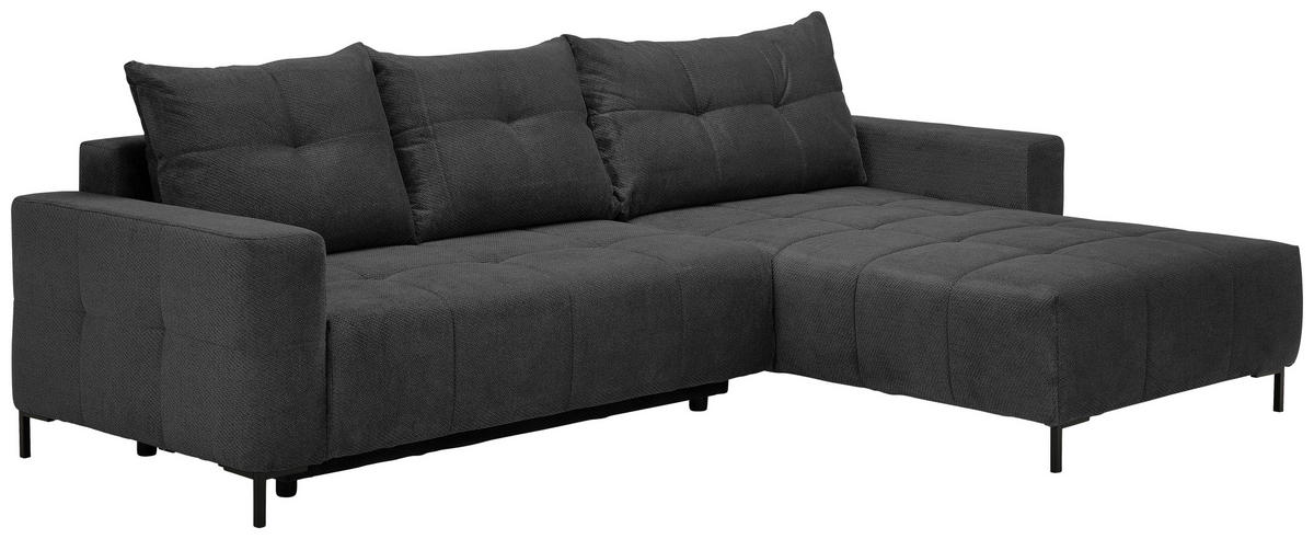 ECKSOFA Dunkelgrau Webstoff  - Dunkelgrau/Schwarz, KONVENTIONELL, Textil/Metall (292/192cm) - Carryhome