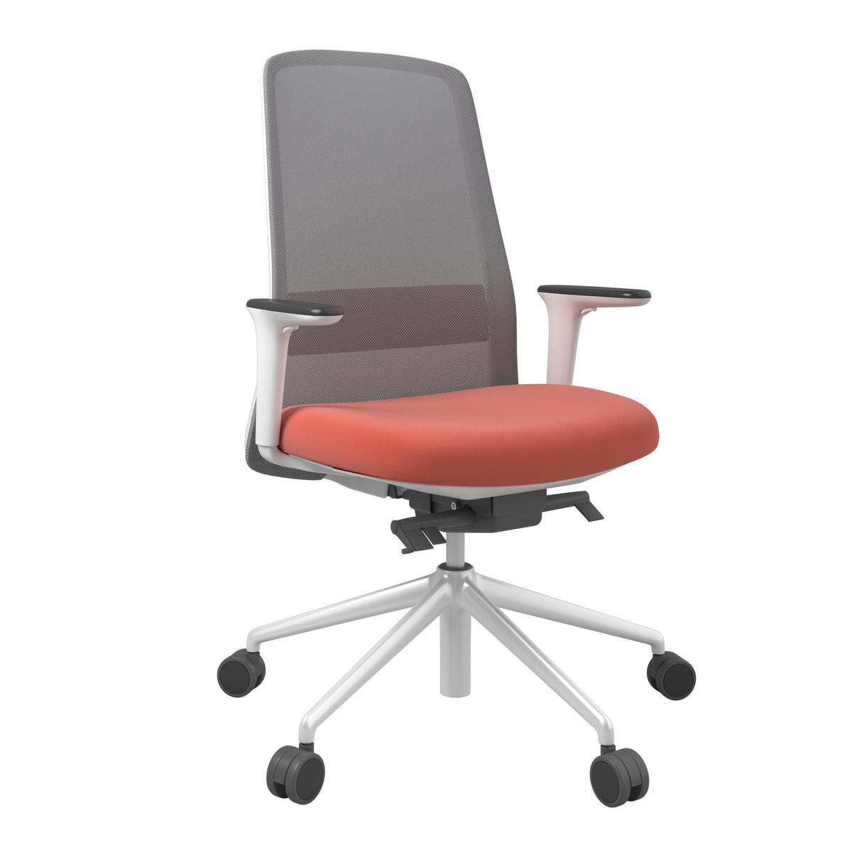 DREHSTUHL Grau, Weiß, Dunkelorange  - Dunkelorange/Weiß, MODERN, Kunststoff/Textil (70/103-115/70cm)