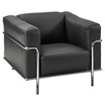 SESSEL in Echtleder Schwarz  - Chromfarben/Schwarz, Design, Leder/Metall (91/67/96cm) - Johann Jakob