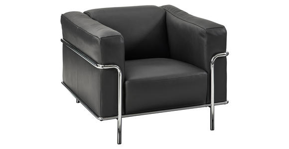 SESSEL in Echtleder Schwarz - Chromfarben/Schwarz, Design, Leder/Metall (91/67/96cm) - Johann Jakob