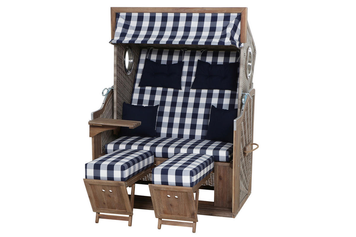 STRANDKORB - Blau/Weiß, KONVENTIONELL, Holz/Kunststoff (130/80/165cm) - Siena Garden