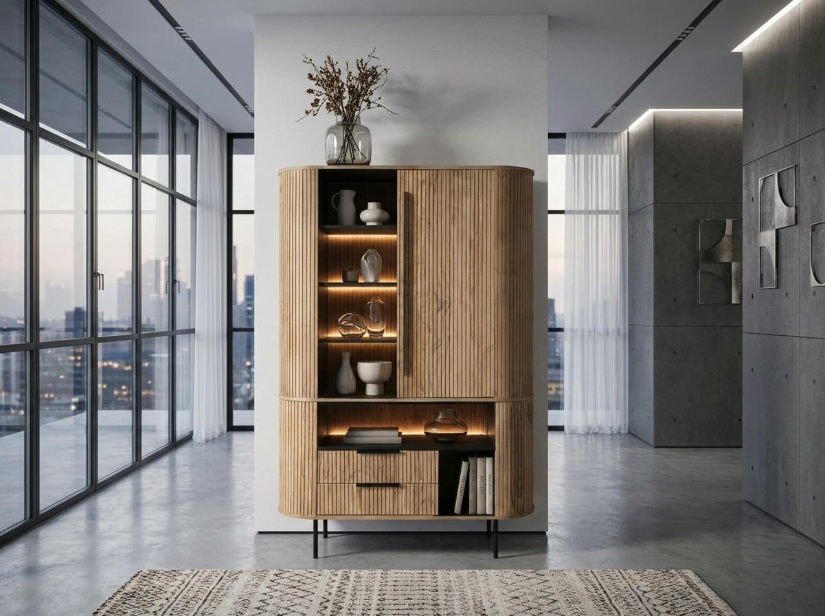 SCHRANK - Grau, KONVENTIONELL, Holz/Metall (118/195/40cm) - Livetastic