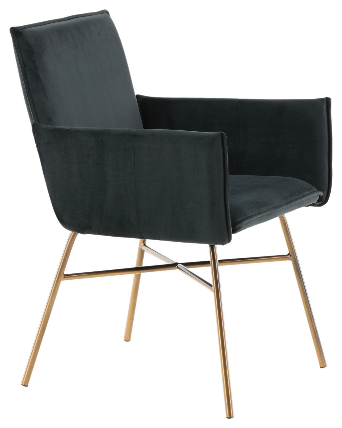 STUHL  in Stahl Samt Metall, Textil  - Messingfarben/Schwarz, Design, Textil/Metall (57/87/60cm) - Livetastic