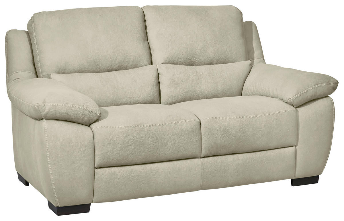 2-SITZER mit elektr.Funktion in Webstoff Greige  - Wengefarben/Weiss, Konventionell, Holz/Textil (173/96/99cm) - Livetastic