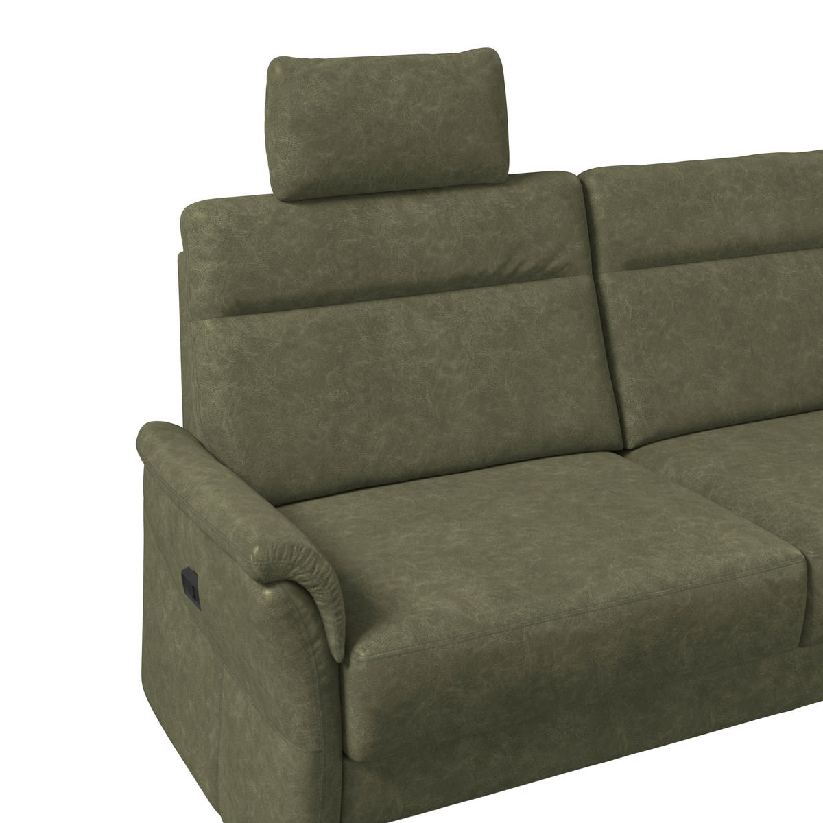 3,5-SITZER - Schwarz/Olivgrün, Konventionell, Kunststoff/Textil (205/98/91cm) - Elegando