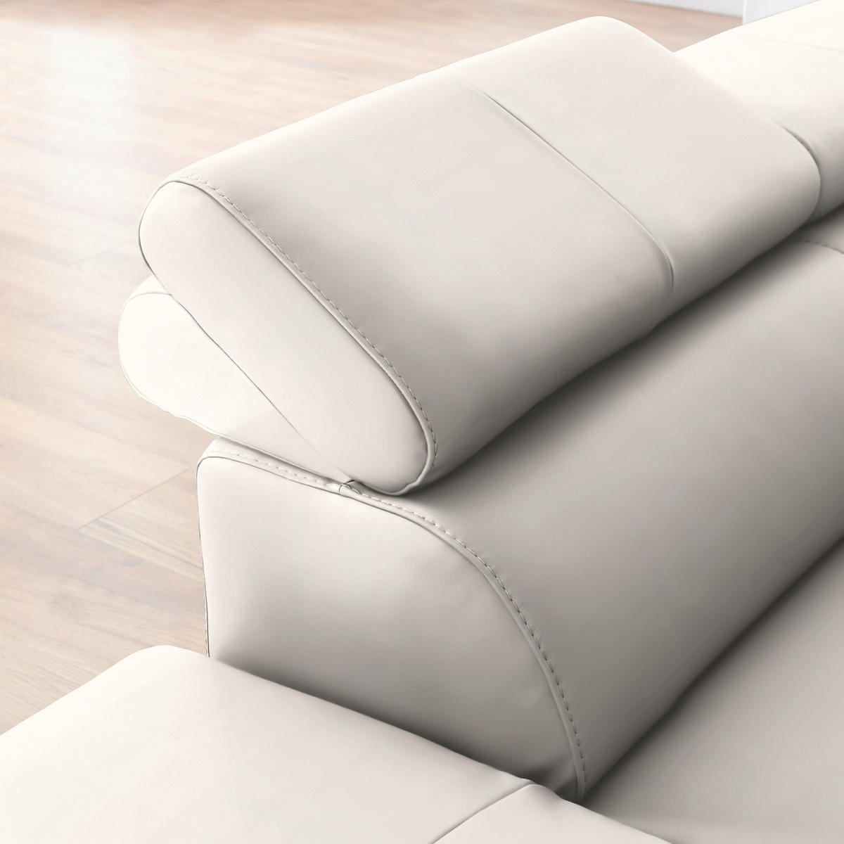 ECKSOFA in Echtleder Creme  - Creme/Schwarz, Design, Leder/Metall (220/256cm) - Celina Home