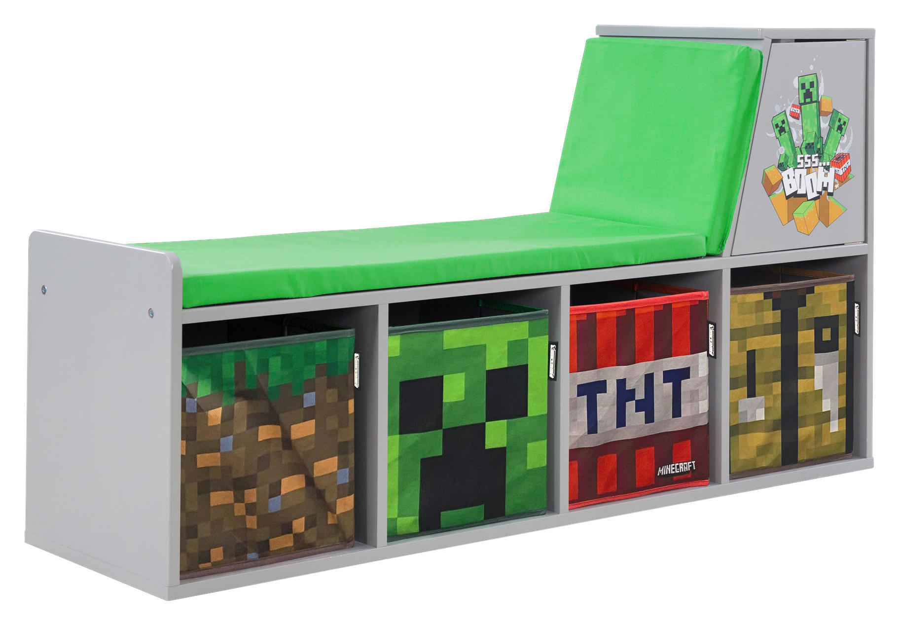 KINDERSITZBANK - Multicolor/Grau, MODERN, Holzwerkstoff/Textil (119/60/30cm) - Minecraft