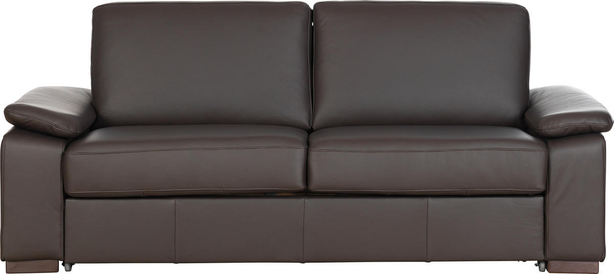 SCHLAFSOFA  in Echtleder Dunkelbraun  - Wengefarben/Dunkelbraun, KONVENTIONELL, Leder/Holz (216/86/97cm) - Novel