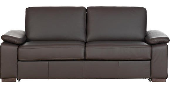 SCHLAFSOFA  in Echtleder Dunkelbraun  - Wengefarben/Dunkelbraun, KONVENTIONELL, Leder/Holz (216/86/97cm) - Novel