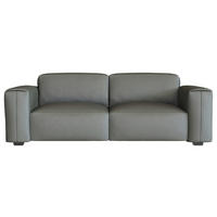 2,5-SITZER Dunkelgrau Echtleder  - Dunkelgrau/Schwarz, Design, Leder/Holz (219/73/102cm) - Livetastic