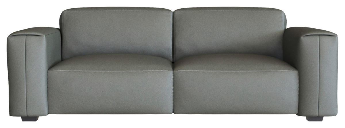 2,5-SITZER Dunkelgrau Echtleder  - Dunkelgrau/Schwarz, Design, Leder/Holz (219/73/102cm) - Livetastic